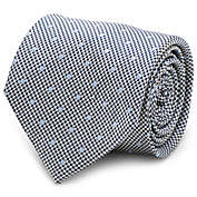 Silk Dotted Herringbone Tie in Grey