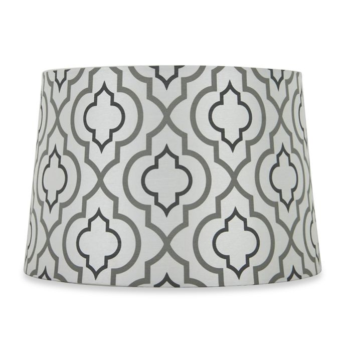 Medium 15Inch TwoTone Screen Printed Lamp Shade in Silver/White Bed Bath and Beyond Canada