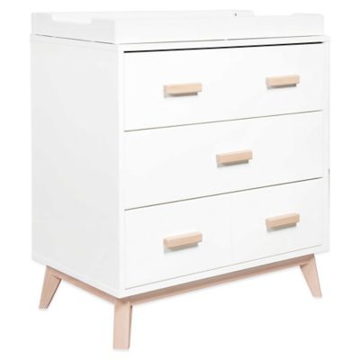 Babyletto Scoot 3-Drawer Changer Dresser in White/Washed Natural