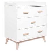 Babyletto Scoot 3-Drawer Changer Dresser in White/Washed Natural