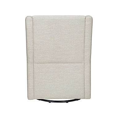 Babyletto Toco Swivel Glider in White Linen with Ottoman. View a larger version of this product image.
