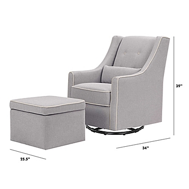 Davinci Owen Glider and Storage Ottoman in Grey/Cream. View a larger version of this product image.