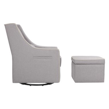 Davinci Owen Glider and Storage Ottoman in Grey/Cream. View a larger version of this product image.