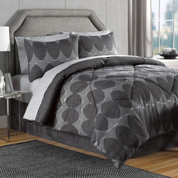 Danbury Comforter Set in Black/Grey Bed Bath and Beyond Canada