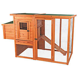 Trixie 2-Story Flat Roof Chicken Coop with Outdoor Run in Brown