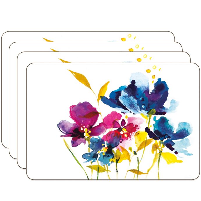 Jason Art House Florals Hardboard CorkedBacked Placemats (Set of 4
