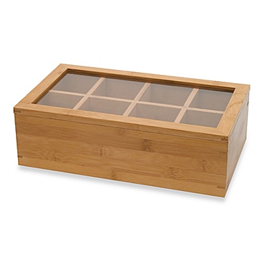 Lipper International 8-Compartment Bamboo Tea Box with Acrylic Cover. View a larger version of this product image.