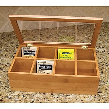 Lipper International 8-Compartment Bamboo Tea Box with Acrylic Cover. View a larger version of this product image.