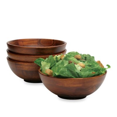 Lipper Cherry Wood Footed All Purpose Bowls (Set of 4)