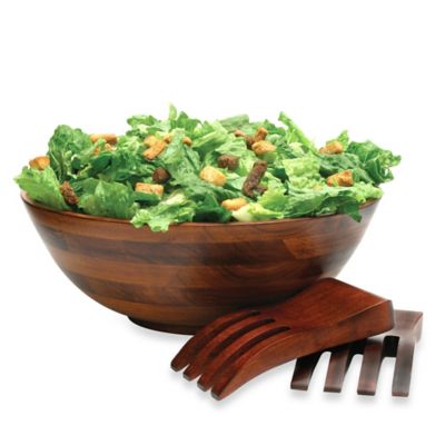 Lipper Cherry Wood 3-Piece &quot;Hands&quot; Salad Serving Set