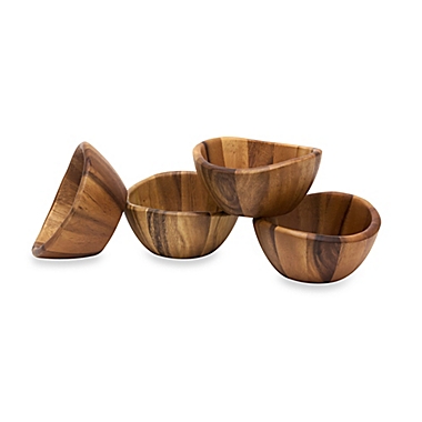 Lipper International Acacia Wood Wave Bowls (Set of 4). View a larger version of this product image.