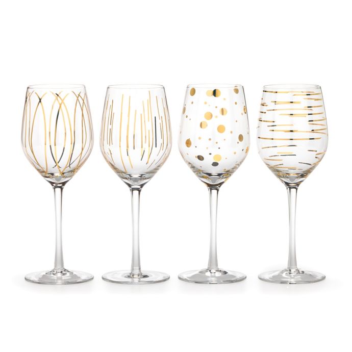 Mikasa® Cheers Metallic Gold Wine Glasses (Set of 4) Bed Bath and