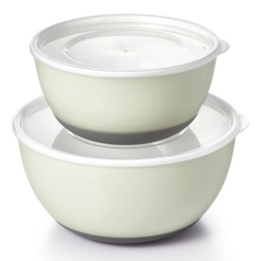 OXO Good Grips&reg; 9-Piece Nesting Mixing Bowls and Colanders Set in Seaglass Blue. View a larger version of this product image.