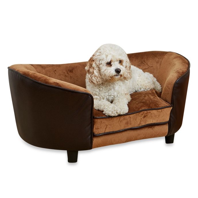 Snuggle Velvet and Faux Leather Large Dog Bed in Pebble ...