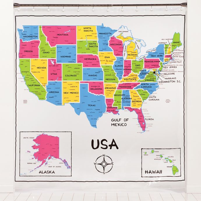 Usa Map Peva Shower Curtain Bed Bath Beyond