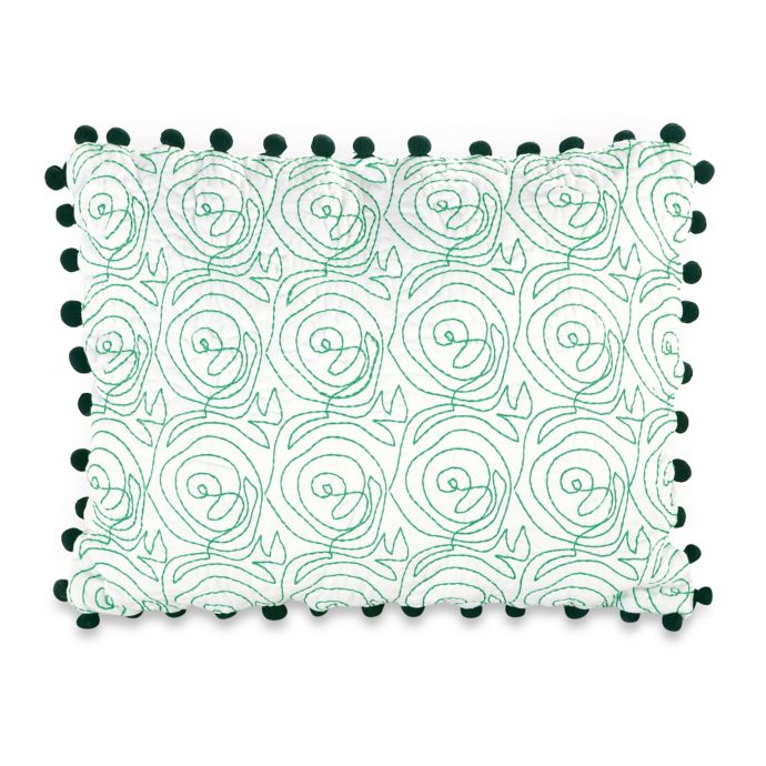 Nanette Lepore Botanical Porcelain Pom Pom Oblong Throw Pillow