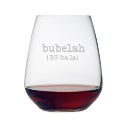 Susquehanna Glass Etched "Bubelah" Stemless Wine Glass
