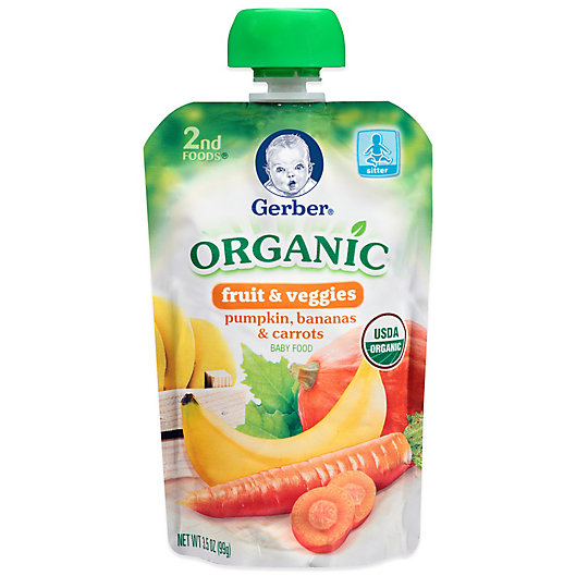 Alternate image 1 for Gerber® 2nd Foods® Organic Fruit & Veggies 3.5 oz. Pumpkin, Bananas & Carrots