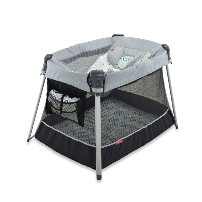 Fisher Price Ultra Lite Day And Night Playard In Chevron Fusion