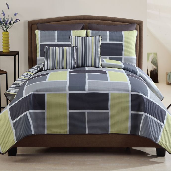 Morgan 7 Piece Reversible Quilt Set In Yellow Bed Bath Beyond