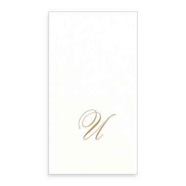 Caspari Monogram Letter "U" Paper Linen Guest Towels (24-Pack). View a larger version of this product image.