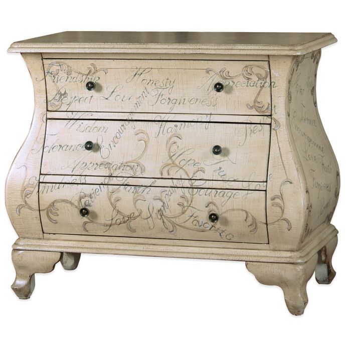 Pulaski Lillie Hand Painted 3 Drawer Bombe Chest In Soft Maci