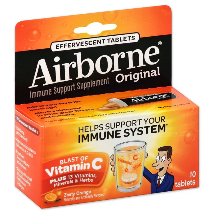 Airborne 10 Count Effervescent Tablets In Zesty Orange Bed Bath Beyond