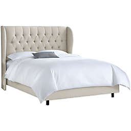 Skyline Furniture Tufted Wingback California King Bed in Linen Talc