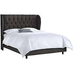 Skyline Furniture Tufted Wingback California King Bed in Linen Charcoal