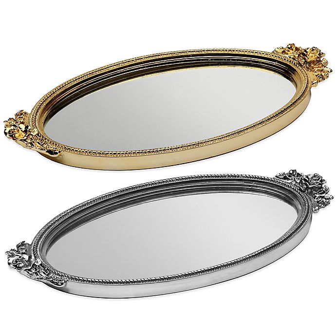 Taymor Antique Rose Resin Mirror Vanity, Oval Vanity Mirror Tray Gold