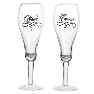 bride and groom champagne flutes