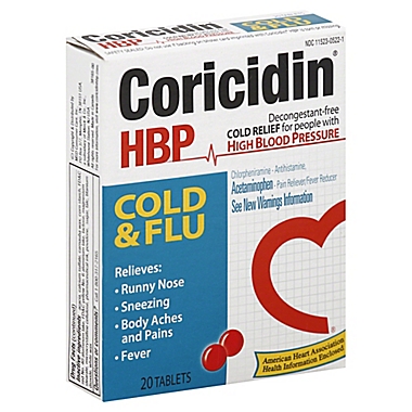Coricidin&reg; HBP 20-Count Cold & Flu Tablets. View a larger version of this product image.