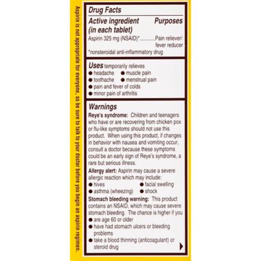 Bayer&reg; 50-Count 325mg Aspirin Tablets. View a larger version of this product image.
