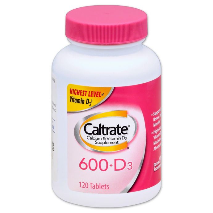 Caltrate 600 D 120 Count Calcium Supplement Tablets Bed