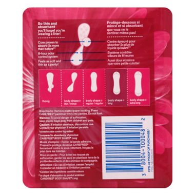 Carefree&reg; Acti-Fresh&reg; Body Shape&trade; 42-Count Long Unscented Pantiliners. View a larger version of this product image.