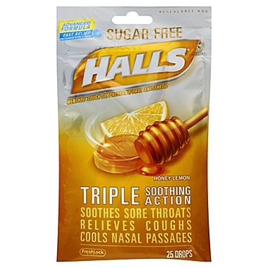 Halls&reg; 25-Count Sugar-Free Cough Drops in Honey Lemon. View a larger version of this product image.