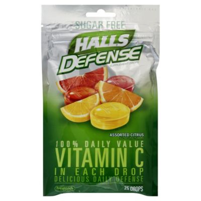 Halls Defense&reg; 25-Count Sugar-Free Vitamin C Throat Drops in Assorted Citrus