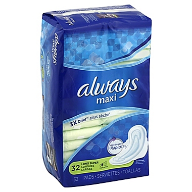 Always&reg; Maxi 32-Count Long Super Pads. View a larger version of this product image.