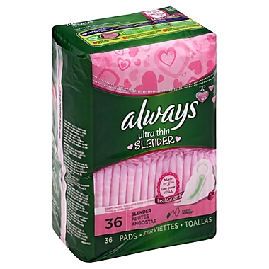 Always Ultra Thin 36-Count Slender with Flexi-Wings Pads. View a larger version of this product image.