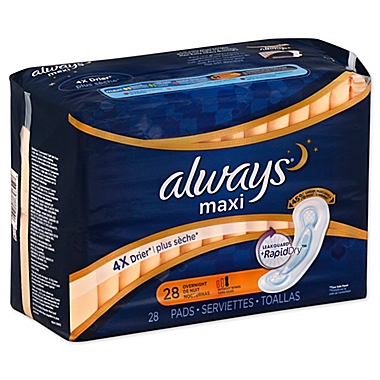 Always Maxi without Wings 28-Count Overnight Pads. View a larger version of this product image.