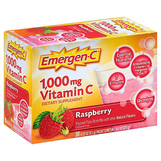 Alternate image 1 for Emergen-C Dietary Supplement 30-Count Fizzy Drink Mix Packets in Raspberry