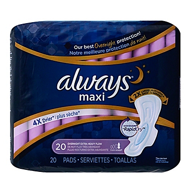 Always Maxi Overnight 20-Count Extra Heavy Pads. View a larger version of this product image.