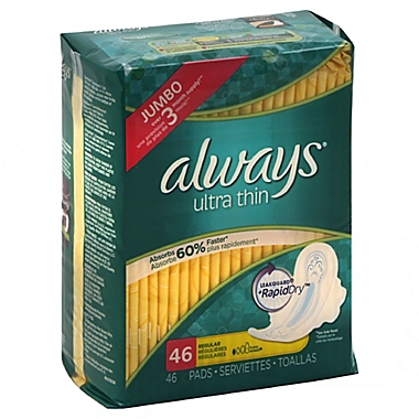 Always Maxi Ultra 46-Count Thin Regular Pads With Wings. View a larger version of this product image.