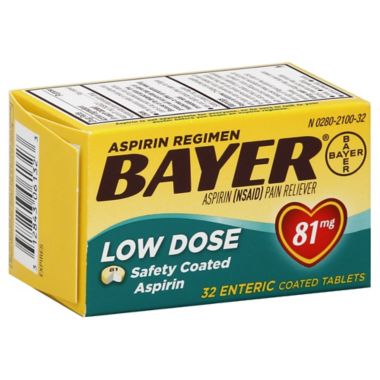 Bayer&reg; Aspirin 32-Count Low Dose Safety Coated Tablets. View a larger version of this product image.