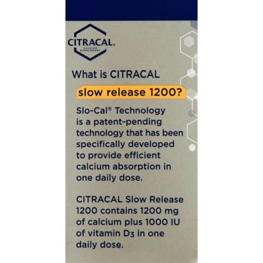Citracal Calcium + D3 80-Count Slow Release 1200 Coated Tablets. View a larger version of this product image.