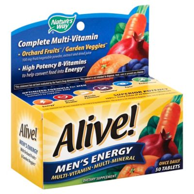 Alive!&reg; Men&#39;s Energy 50-Count Multi-Vitamin/Multi-Mineral Dietary Supplement Tablets