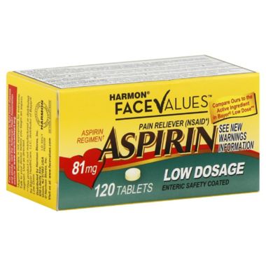 Harmon&reg; Face Values&trade; 120-Count Low Dosage Aspirin Tablets. View a larger version of this product image.