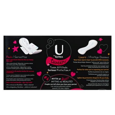 Kotex U Tween Ultra Thin 24 Count Pads Liners Combo Pack Bed Bath Beyond