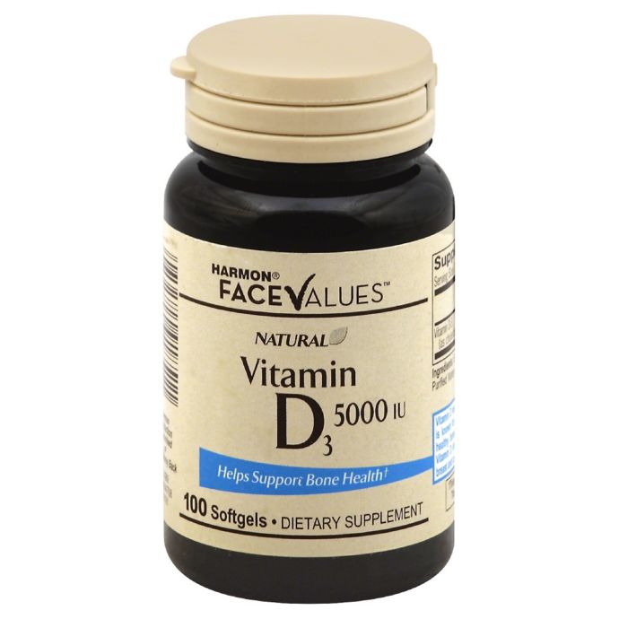 Harmon Face Values Vitamin D 100 Count 5000 Iu Softgels
