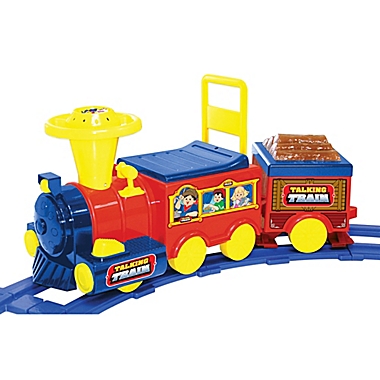 Kid Motorz Talking Train 6-Volt Ride-On with Track in Red & Blue. View a larger version of this product image.
